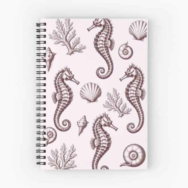 Item preview, Vintage seahorse and coral engraving pattern designed and sold by AestheticsTime.