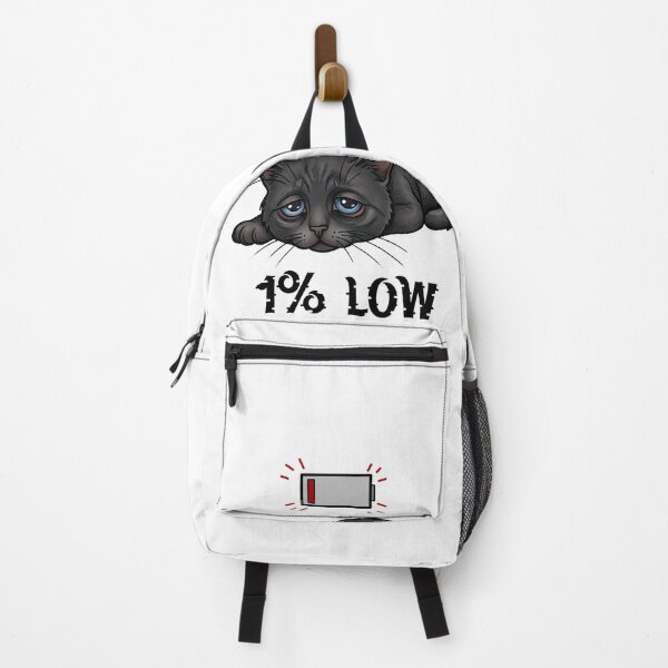 Item preview, Social Battery: 1% – Exhausted Dark Gray Cat Funny Low Energy Design designed and sold by BlackCat Vibe.