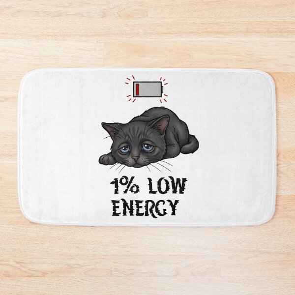 Item preview, Social Battery: 1% – Exhausted Dark Gray Cat Funny Low Energy Design designed and sold by BlackCat Vibe.