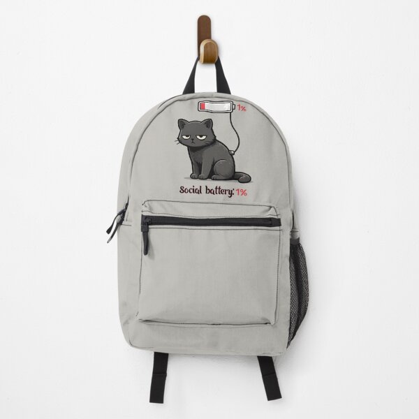 Item preview, Social Battery: 1% – Tired Introvert Cat Funny Minimalist Design designed and sold by BlackCat Vibe.