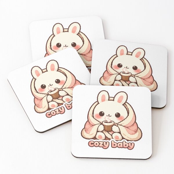 Item preview, Cozy Baby Bunny Sticker - Cute Kawaii Rabbit with Coffee Cup Chibi Art designed and sold by WorkVibe Studio.