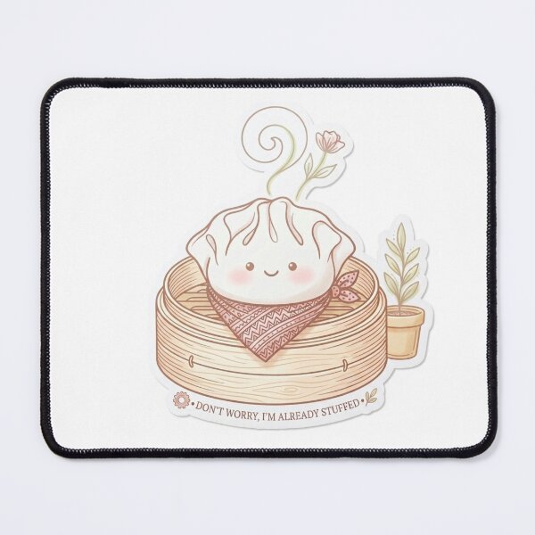 Item preview, Cute Kawaii Dumpling Sticker in Bamboo Steamer, Happy Gyoza Decal, "Already Stuffed" Planner Sticker, Japanese Food Die-cut Sticker, Gift for Foodie designed and sold by Stickivo.