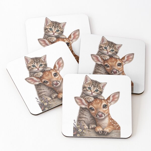 Item preview, Adorable Illustration: Tabby Kitten and Spotted Fawn designed and sold by CHRIST5000.