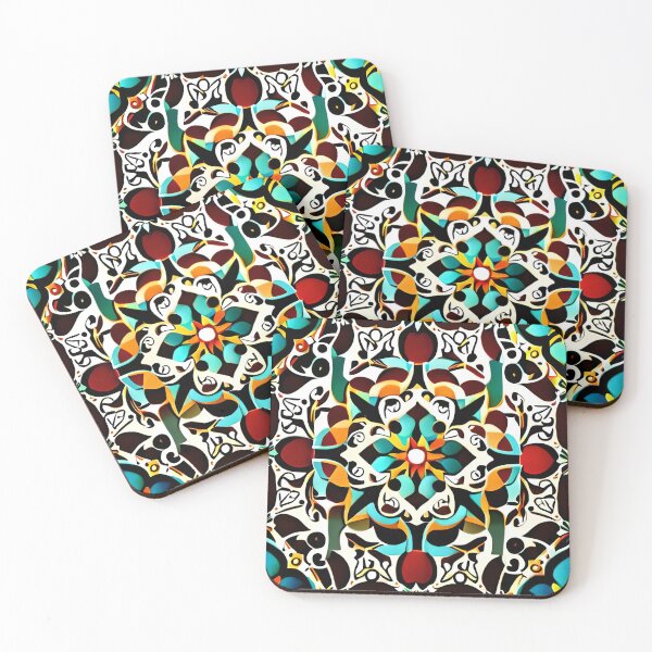 Item preview, Teal Floral Intricate Adorn Aesthetic Enchanted Palace Tiles designed and sold by Zeporas Castle.