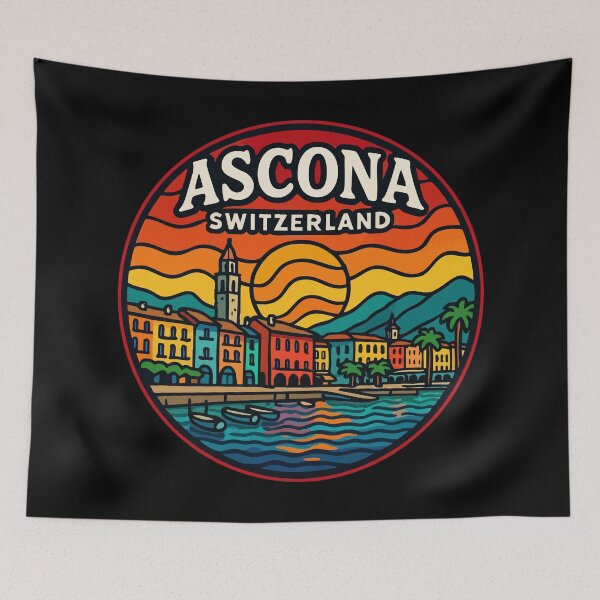 Item preview, Ascona Switzerland Colorful Trippy Art Travel designed and sold by TomFrontierArt.