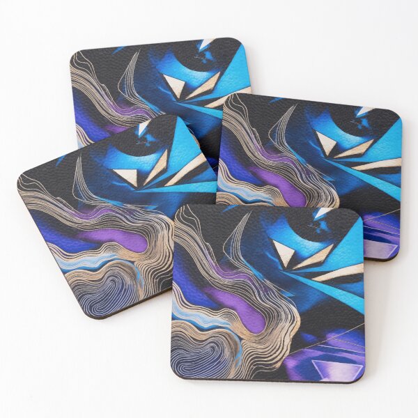 Item preview, Abstract Electric Blue Gold Lightning Modern Art designed and sold by RidaSalArt.