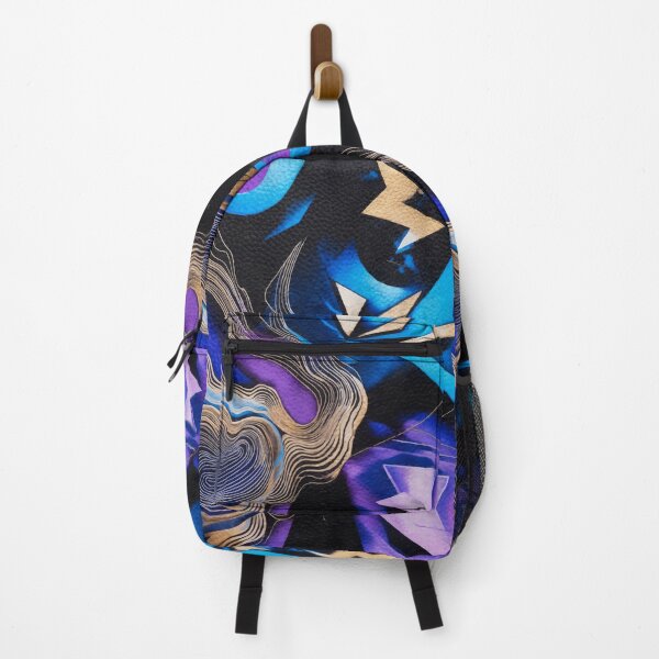 Item preview, Abstract Electric Blue Gold Lightning Modern Art designed and sold by RidaSalArt.
