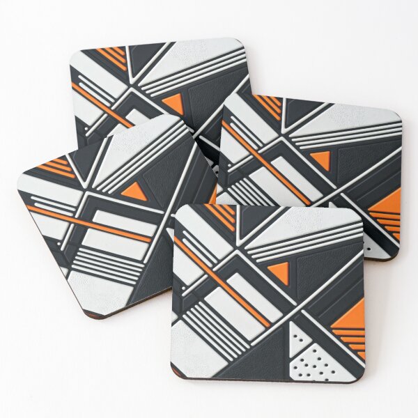 Item preview, Modern Orange Black Geometric Tech Pattern designed and sold by RidaSalArt.