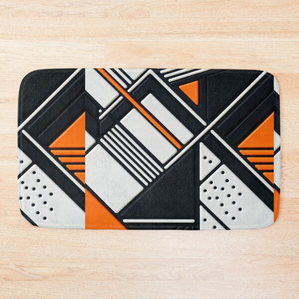 Item preview, Modern Orange Black Geometric Tech Pattern designed and sold by RidaSalArt.