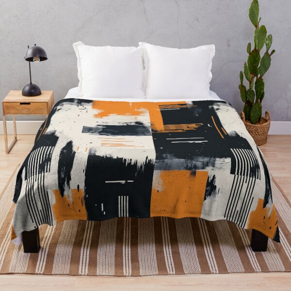 Item preview, Orange Black Grunge Geometric Abstract Pattern designed and sold by RidaSalArt.