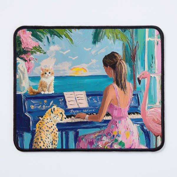 Item preview, Grandmillennial art, The singing lesson, whimsical music room art designed and sold by SophieClimaArt.