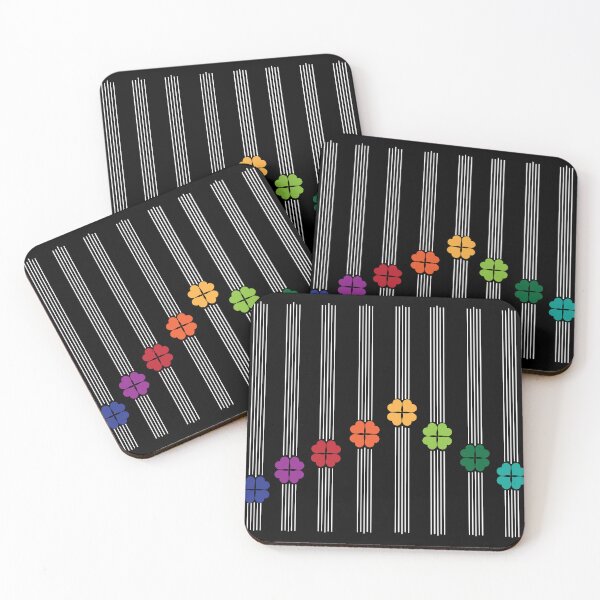 Item preview, Rainbow Hearts White Vertical Stripes on Black designed and sold by Digitalmyth's Designs.