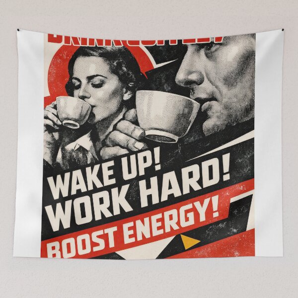 Item preview, Coffee Power – Vintage Productivity Poster designed and sold by ForeverPrintsOK.