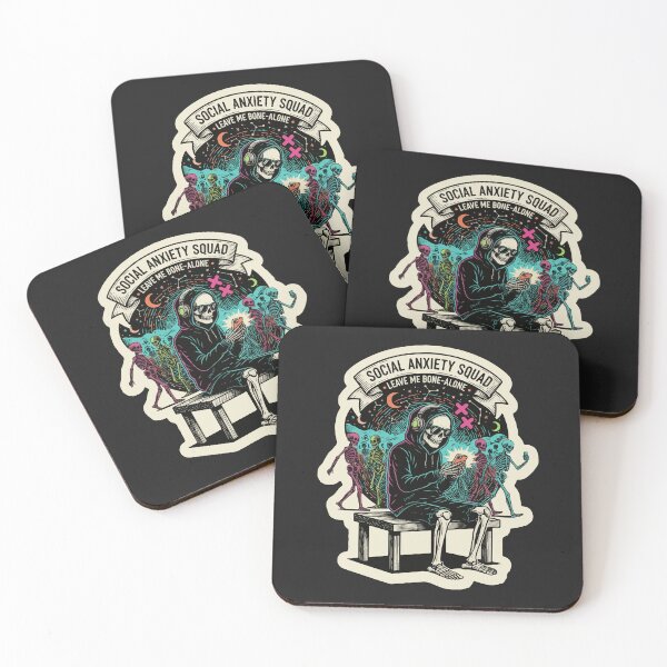 Item preview, "Social Anxiety Squad" Funny Introvert Skeleton Meme designed and sold by Cipher & Soul.