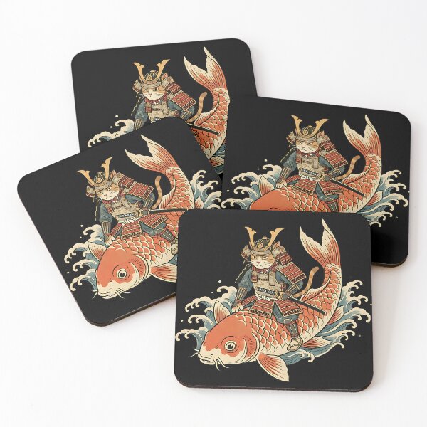 Item preview, Samurai Cat Riding Koi Fish – Japanese Ukiyo-e Style designed and sold by thernaX.