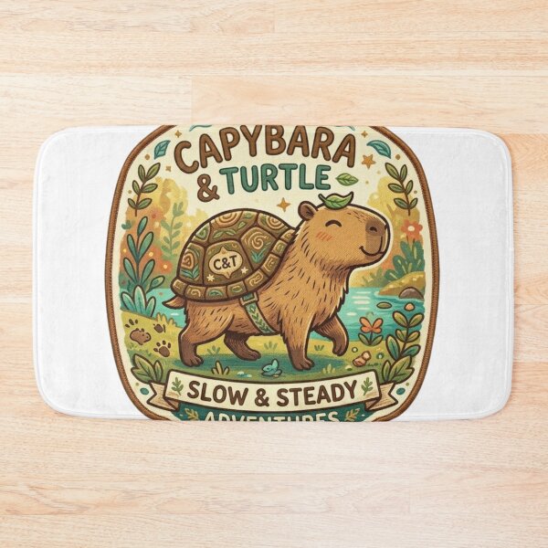 Item preview, Chill Capybara and Turtle - Slow and Steady Friends Art designed and sold by Wear Sculpt.