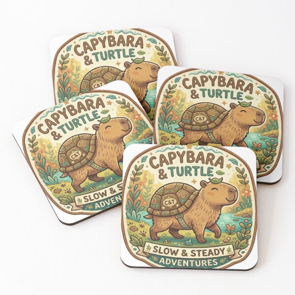 Item preview, Chill Capybara and Turtle - Slow and Steady Friends Art designed and sold by Wear Sculpt.