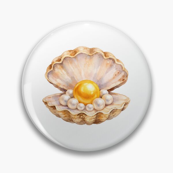 Item preview, Watercolor Seashell with Gold and White Pearls designed and sold by silviaol.