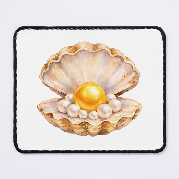 Item preview, Watercolor Seashell with Gold and White Pearls designed and sold by silviaol.