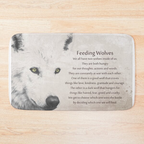 Item preview, Feeding Wolves Inspirational Spiritual Wolf Wild Animal Art designed and sold by Sharon Cummings Art.