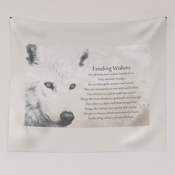 Item preview, Feeding Wolves Inspirational Spiritual Wolf Wild Animal Art designed and sold by Sharon Cummings Art.