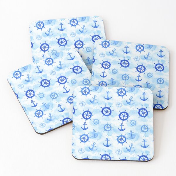 Item preview, Light Blue Nautical Wheel and Anchor Pattern designed and sold by Piotrek0001.