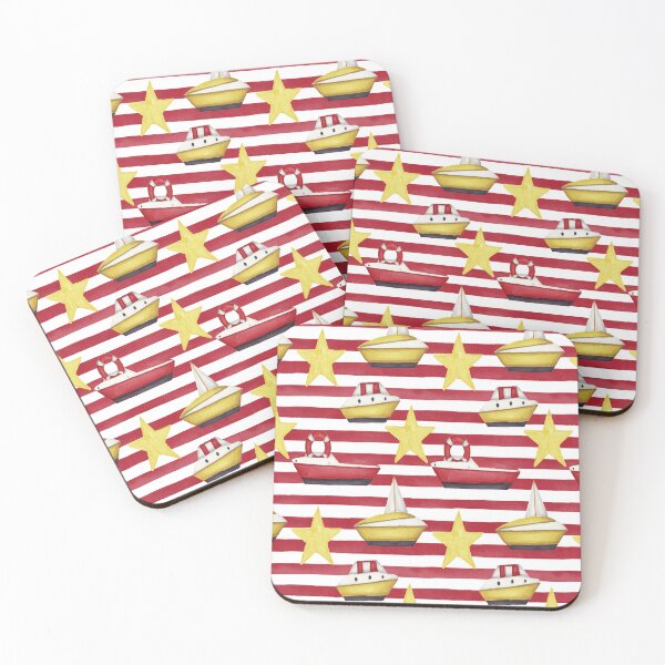 Item preview, Nautical Red Stripes and Starfish Pattern designed and sold by Piotrek0001.