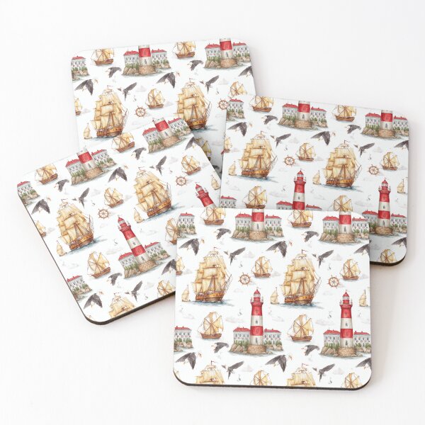 Item preview, Vintage Sailing Ship and Lighthouse Pattern designed and sold by Piotrek0001.