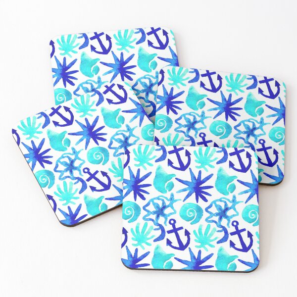 Item preview, Vibrant Blue Starfish and Anchor Pattern designed and sold by Piotrek0001.