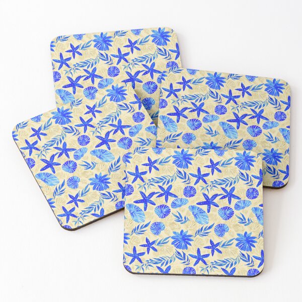 Item preview, Yellow and Blue Starfish Coastal Pattern designed and sold by Piotrek0001.