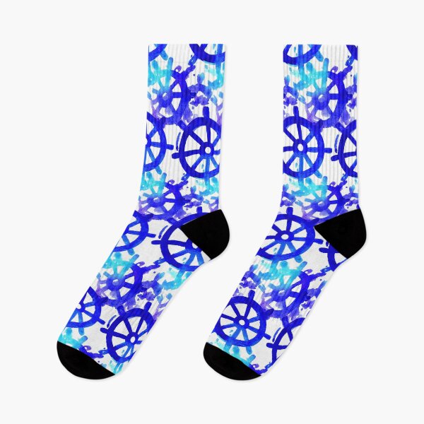 Item preview, Glowing Blue Ship Wheel Watercolor Pattern designed and sold by Piotrek0001.
