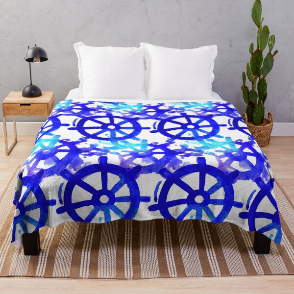 Item preview, Glowing Blue Ship Wheel Watercolor Pattern designed and sold by Piotrek0001.