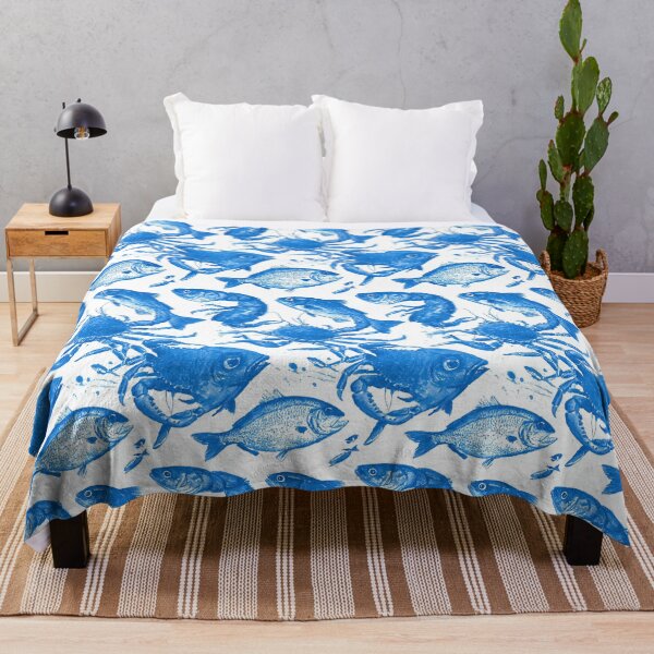 Item preview, Blue Watercolor Fish and Crab Pattern designed and sold by Piotrek0001.