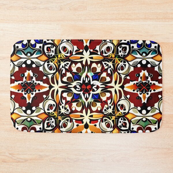 Item preview, Red Floral Kaleidoscope Aesthetic Adorn Enchanted Palace Tiles designed and sold by Zeporas Castle.