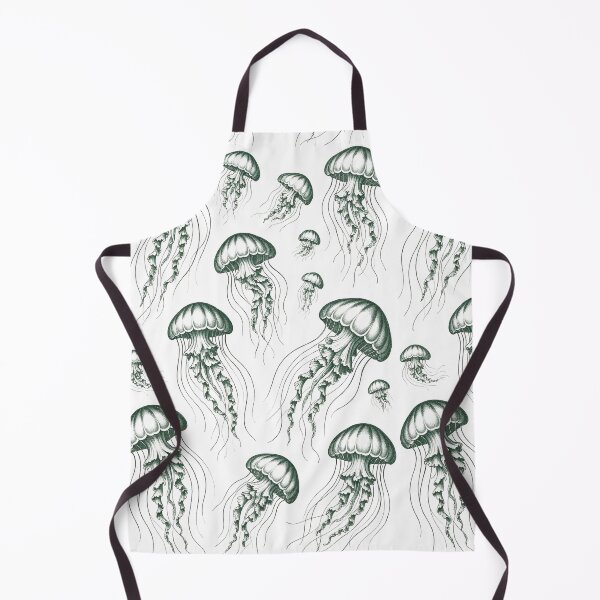 Item preview, Vintage Jellyfish Trio: Emerald Green Marine Biology Engraving designed and sold by AestheticsTime.