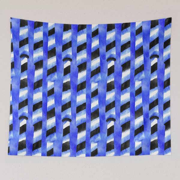 Item preview, Blue and Black Watercolor Diagonal Stripes Pattern designed and sold by Piotrek0001.