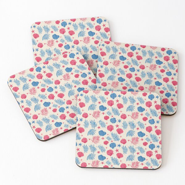 Item preview, Red Seashell and Blue Tropical Leaf Pattern designed and sold by Piotrek0001.