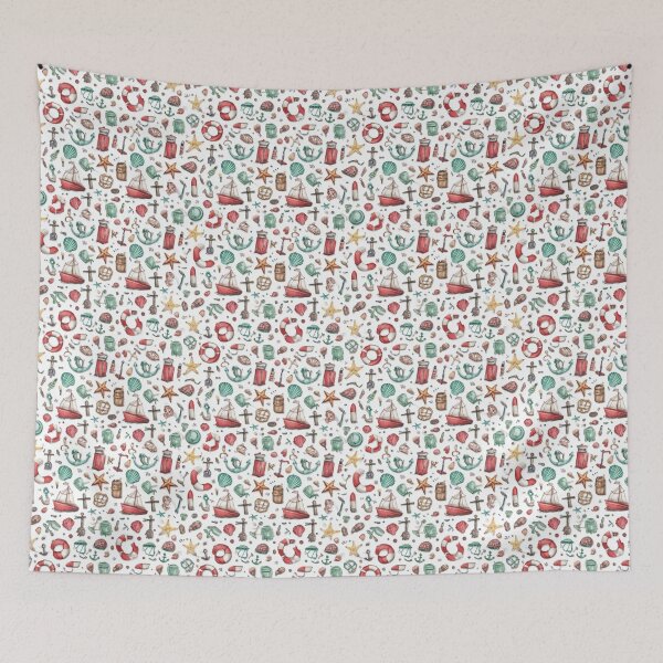 Item preview, Tiny Coastal Elements and Sailboats Pattern designed and sold by Piotrek0001.