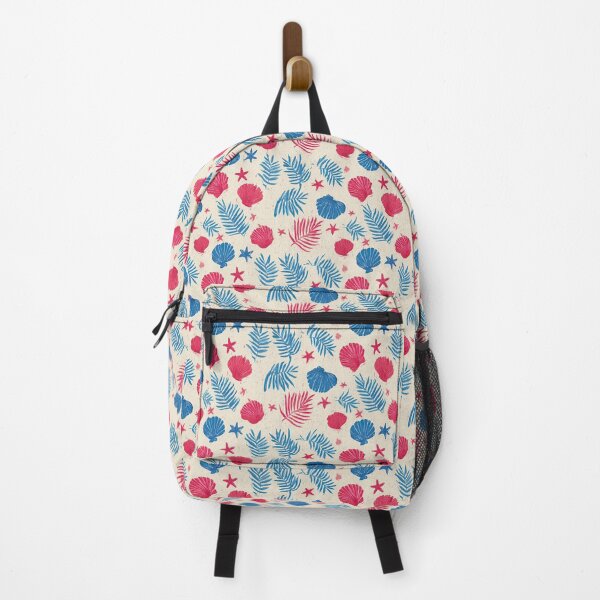 Item preview, Red Seashell and Blue Tropical Leaf Pattern designed and sold by Piotrek0001.