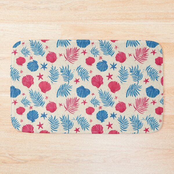 Item preview, Red Seashell and Blue Tropical Leaf Pattern designed and sold by Piotrek0001.