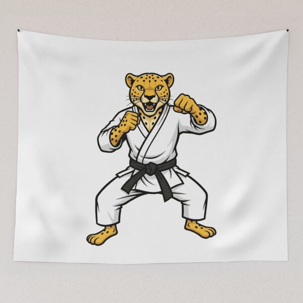 Item preview, Karate Cheetah Martial Artist Black Belt Mascot designed and sold by k3rstman1.