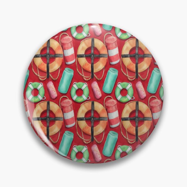 Item preview, Red Life Ring and Buoys on Wood Pattern designed and sold by Piotrek0001.