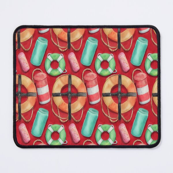 Item preview, Red Life Ring and Buoys on Wood Pattern designed and sold by Piotrek0001.