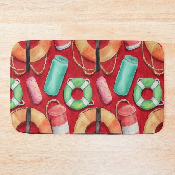 Item preview, Red Life Ring and Buoys on Wood Pattern designed and sold by Piotrek0001.
