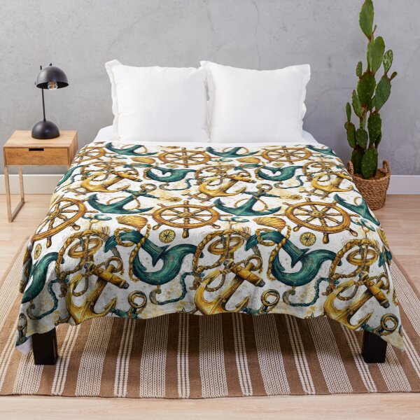 Item preview, Vintage Golden Ship Wheel and Anchor Pattern designed and sold by Piotrek0001.