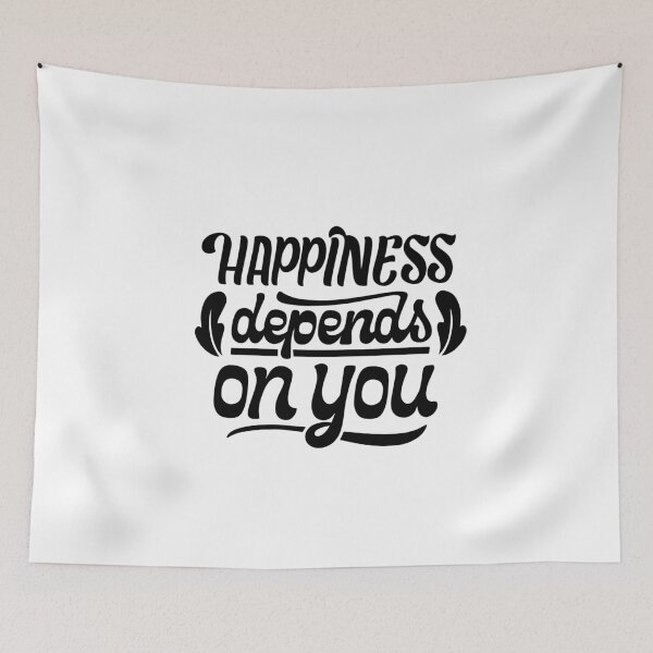 Aperçu de l'œuvre Happiness Depends On You Inspirational Quote Design créée et vendue par FunSticky14.