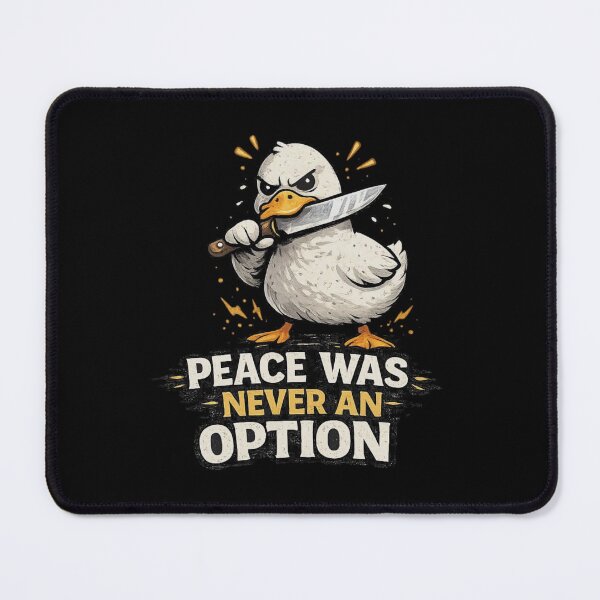 Item preview, Angry Duck With Knife – Peace Was Never an Option Funny Meme designed and sold by HubCreates.