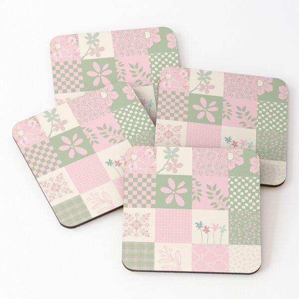 Item preview, Pink and Green Patchwork Floral Image designed and sold by TLKStudio.