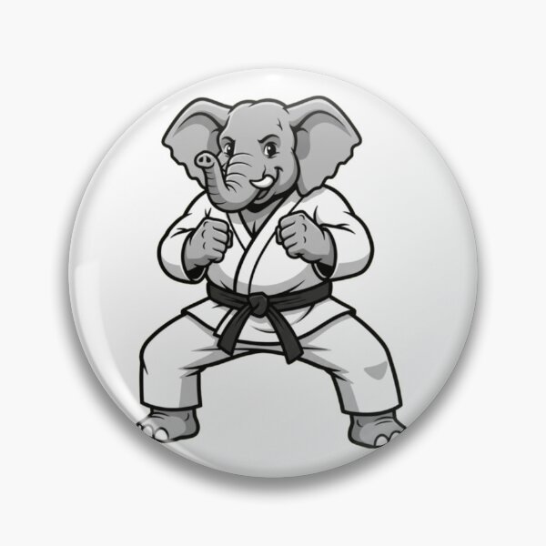 Artikelvorschau, Schwarzgurt-Elefant, Kampfsportler-Cartoon-Maskottchen entworfen und verkauft von k3rstman1.