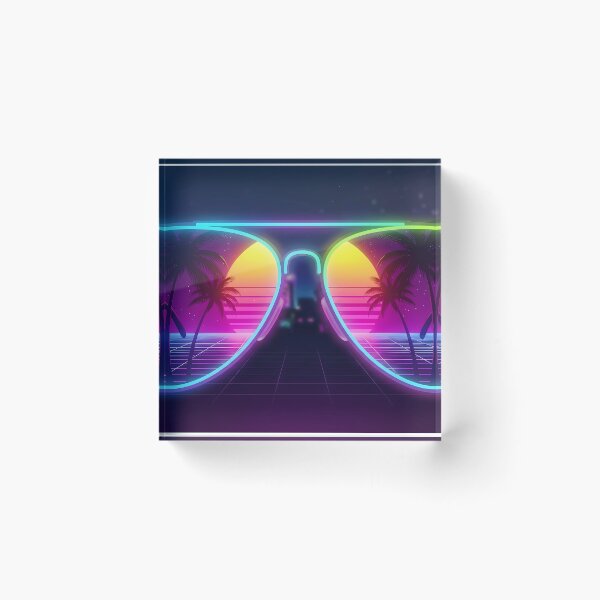 Item preview, Retro Neon Sunglasses - Synthwave Miami Sunset Aviator Art designed and sold by powersunlight.